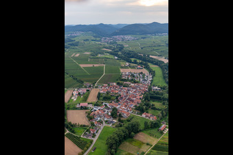 Drone image of District Klingen in Heuchelheim-Klingen in the state Rhineland-Palatinate, Germany