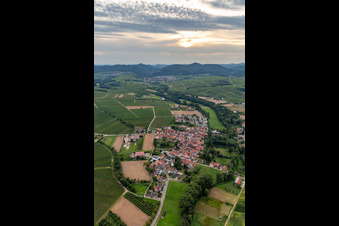 District Klingen in Heuchelheim-Klingen in the state Rhineland-Palatinate, Germany from the drone perspective