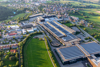 Aerial photograpy of Building and production halls on the premises of ARBURG GmbH + Co KG in Lossburg in the state Baden-Wuerttemberg, Germany