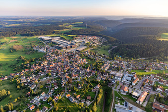 City area with outside districts and inner city area in Lossburg at Schwarzwald in the state Baden-Wuerttemberg, Germany