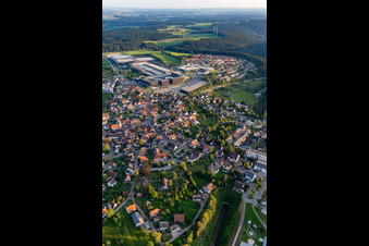 Aerial photograpy of City view on down town in Lossburg in the state Baden-Wuerttemberg, Germany