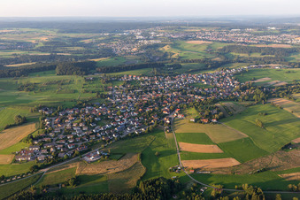 Village view on the edge of agricultural fields and land in Dietersweiler in the state Baden-Wuerttemberg, Germany