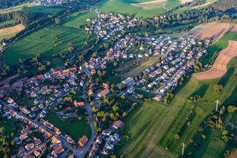 Village view on the edge of agricultural fields and land in Wittlensweiler in the state Baden-Wuerttemberg, Germany