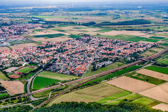 Aerial photograpy of Neulußheim in the state Baden-Wuerttemberg, Germany