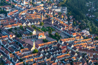 Oblique view of Germany's largest marketplace in Freudenstadt in the state Baden-Wuerttemberg, Germany