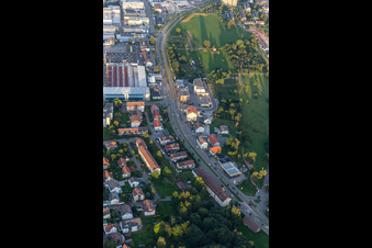 Robert-Bürkle-Straße industrial area in Freudenstadt in the state Baden-Wuerttemberg, Germany from above