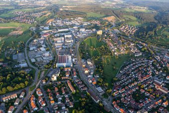 Aerial photograpy of Industrial area in Freudenstadt in the state Baden-Wuerttemberg, Germany