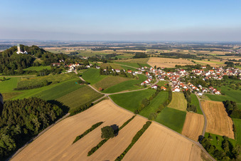 Aerial view of District Offingen in Uttenweiler in the state Baden-Wuerttemberg, Germany