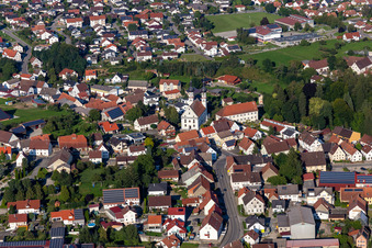 Town View of the streets and houses of the residential areas in Uttenweiler in the state Baden-Wuerttemberg, Germany