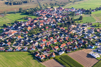 Aerial view of Alleshausen in the state Baden-Wuerttemberg, Germany