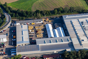 Building and production halls on the premises of Liebherr-Mischtechnik GmbH in Bad Schussenried in the state Baden-Wuerttemberg, Germany