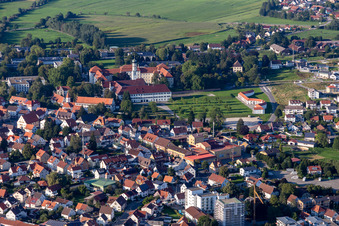 Aerial photograpy of Schussenried Monastery in the district Roppertsweiler in Bad Schussenried in the state Baden-Wuerttemberg, Germany