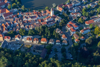 Aerial view of Hospital of the Holy Spirit in Bad Waldsee in the state Baden-Wuerttemberg, Germany