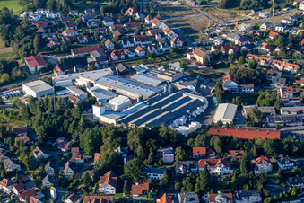 Building and production halls on the premises DER Hirsch Porozell GmbH in Bad Waldsee in the state Baden-Wuerttemberg, Germany