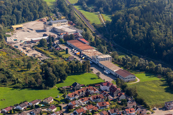 Aerial view of Fabrikstr in the district Mochenwangen in Wolpertswende in the state Baden-Wuerttemberg, Germany