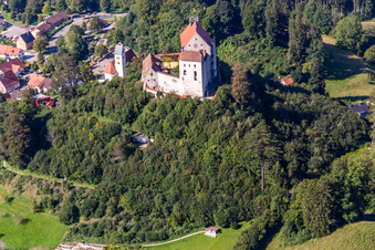 Aerial photograpy of Castle Waldburg in the district Sieberatsreute in Waldburg in the state Baden-Wuerttemberg, Germany