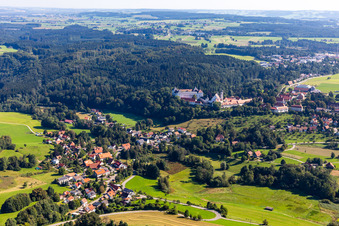 Aerial view of Castle Wolfegg in the district Wassers in Wolfegg in the state Baden-Wuerttemberg, Germany