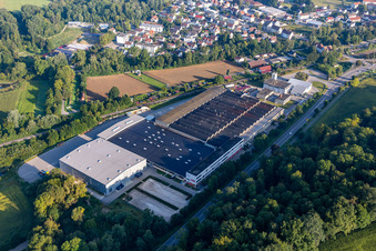 Aerial view of Building and production halls on the premises of Silit-Werke GmbH & Co. KG in Riedlingen in the state Baden-Wuerttemberg, Germany