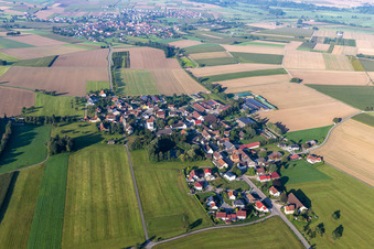 Aerial view of District Möhringen in Unlingen in the state Baden-Wuerttemberg, Germany