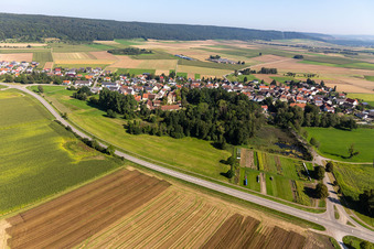 Aerial view of District Grüningen in Riedlingen in the state Baden-Wuerttemberg, Germany