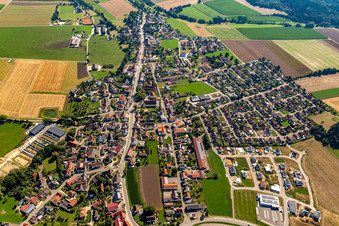 Overview of the town from the west in Langenenslingen in the state Baden-Wuerttemberg, Germany