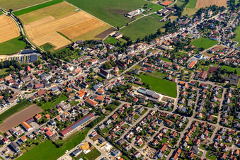 Town View of the streets and houses of the residential areas in Langenenslingen in the state Baden-Wuerttemberg, Germany