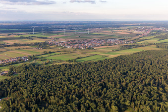 Drone image of Minfeld in the state Rhineland-Palatinate, Germany
