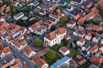 Aerial photograpy of Church of St. Wendelin in Hatzenbühl in the state Rhineland-Palatinate, Germany