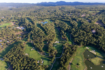 Aerial photograpy of Grounds of the Golf course at of Ressort Terre Blanche in Tourrettes in Provence-Alpes-Cote d'Azur, France