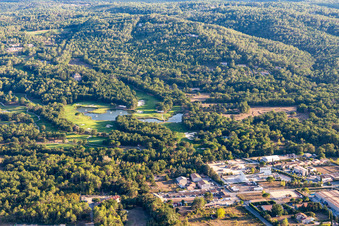 Aerial view of Albatros Golf Performance Center, course 18 trous Le Château et Le Riou in Tourrettes in the state Var, France