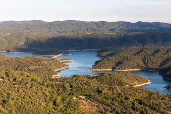 Aerial view of Reservoir: Lac Cassien - Faience in Montauroux in the state Var, France
