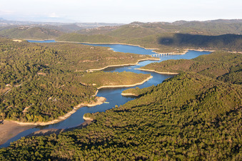 Aerial photograpy of Reservoir: Lac Cassien - Faience in Montauroux in the state Var, France