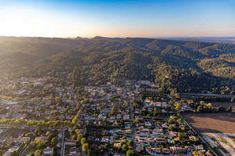 Aerial view of Saint-Étienne-du-Grès in the state Bouches du Rhone, France