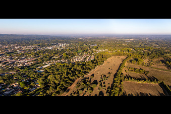 Aerial view of The plain of Crau in the district Partie Nord Est in Saint-Rémy-de-Provence in the state Bouches du Rhone, France