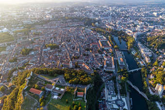 Aerial view of Old town view of Citadelle in the district Citadelle in Besançon in the state Doubles, France