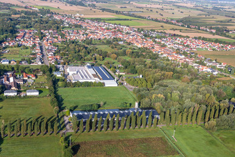 Bird's eye view of Webasto Mechatronics in the district Schaidt in Wörth am Rhein in the state Rhineland-Palatinate, Germany