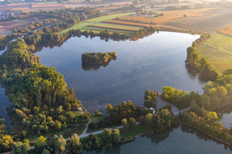 Aerial view of Old Rhine in Neupotz in the state Rhineland-Palatinate, Germany