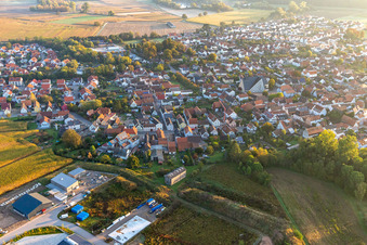 Aerial view of Leimersheim in the state Rhineland-Palatinate, Germany