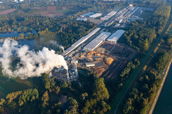 Aerial photograpy of Nolte wood-based material in Germersheim in the state Rhineland-Palatinate, Germany