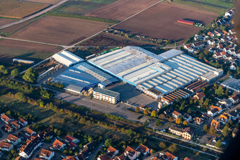 Aerial photograpy of Company grounds and facilities of Kardex Remstar Maschinenbau in Bellheim in the state Rhineland-Palatinate, Germany