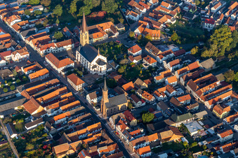 Catholic Church of St. Nicholas and Protestant Church of St. Michael in Bellheim in the state Rhineland-Palatinate, Germany