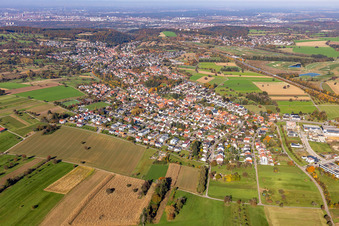 District Palmbach in Karlsruhe in the state Baden-Wuerttemberg, Germany from above