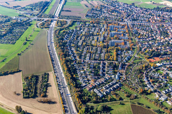 Oblique view of District Rüppurr in Karlsruhe in the state Baden-Wuerttemberg, Germany