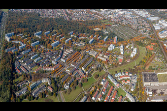 Autumn in the district Oberreut in Karlsruhe in the state Baden-Wuerttemberg, Germany