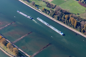 Rhine in the district Daxlanden in Karlsruhe in the state Baden-Wuerttemberg, Germany