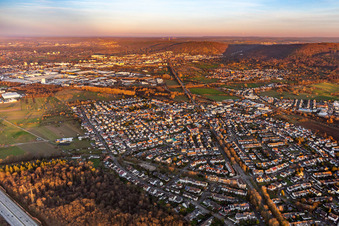 Oblique view of District Bruchhausen in Ettlingen in the state Baden-Wuerttemberg, Germany