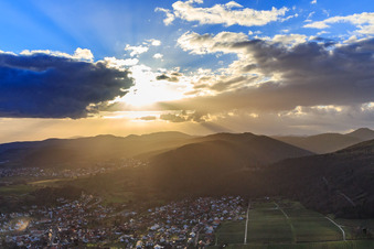 View of the town in the evening in Klingenmünster in the state Rhineland-Palatinate, Germany