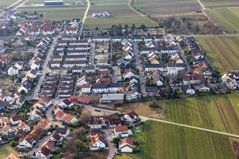 Aerial view of Ellerstadt in the state Rhineland-Palatinate, Germany