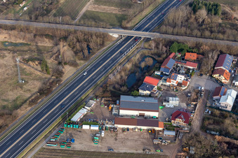 Oblique view of In der Nauroth industrial estate, GOWA industrial sound insulation in Ellerstadt in the state Rhineland-Palatinate, Germany