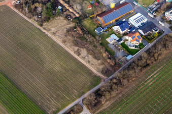 Aerial photograpy of In der Nauroth Industrial Estate. HWP the furniture makers in Ellerstadt in the state Rhineland-Palatinate, Germany